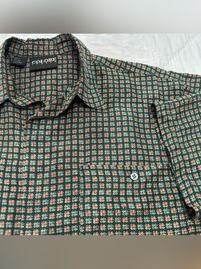VTG 90s Colore Italia 100% Silk Shirt Button Up Mens M Geometric Print